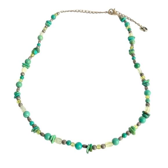 Carolyn Pollack Turquoise Nugget Necklace Gemstone Bead Sterling Silver 16” 20” - Picture 1 of 8